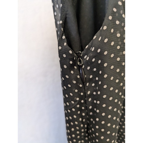 MOTF Polka Dot Mock Neck Pleated Midi Dress Black White Size S - Picture 6 of 8